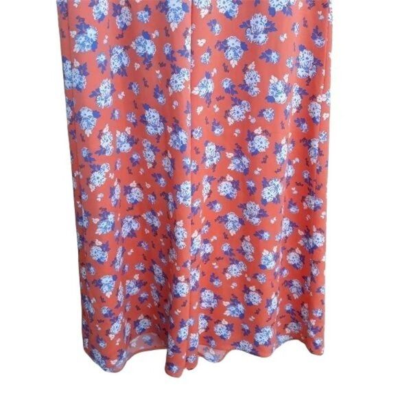 J.O.A. Retro 70's High Rise Wide Flowy Leg Micro Floral Print Orange Sz M - Picture 7 of 11